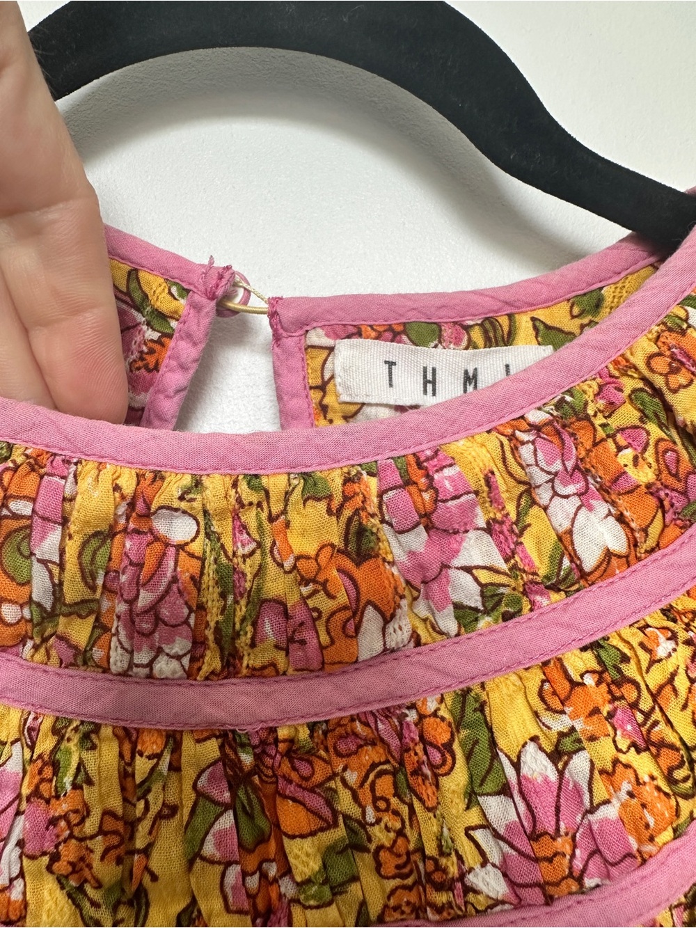 THML Floral Puff Sleeve Blouse in Yellow and Pink - Picture 6 of 10